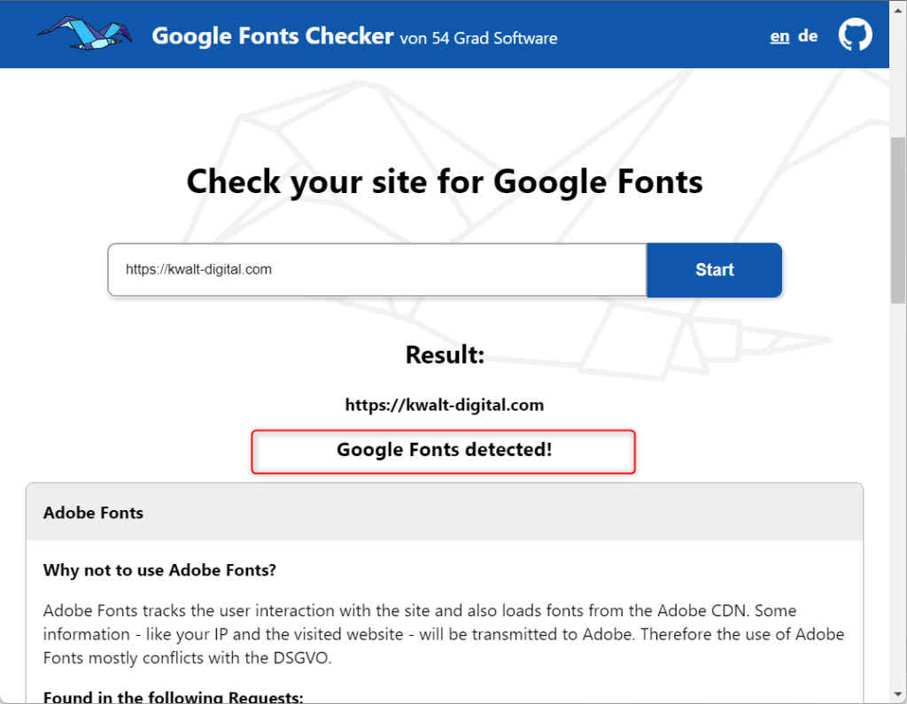 Confirmation de l'utilisation de polices personnalisées n'étant pas services par Google