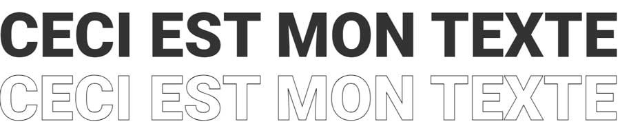 effet de texte avec contours sur les caractères de police